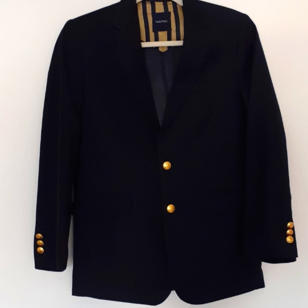 Nautica Big Gold Buttons Boys Sport Jacket Blazer Preppy Size 14 R Rare  Holiday